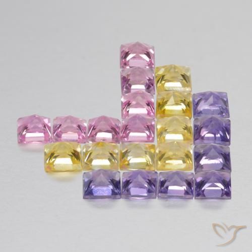Gemas de Zafiro Multicolor natural de 1.43 ct, Cuadrado, VS