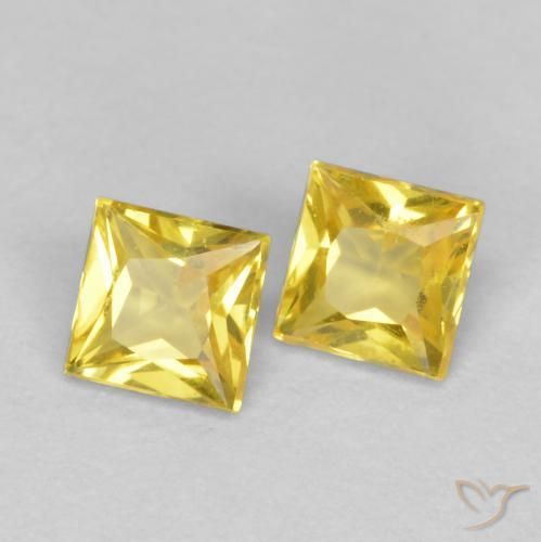 Gemas de Zafiro Amarillo natural de 0.48 ct, Cuadrado, VS