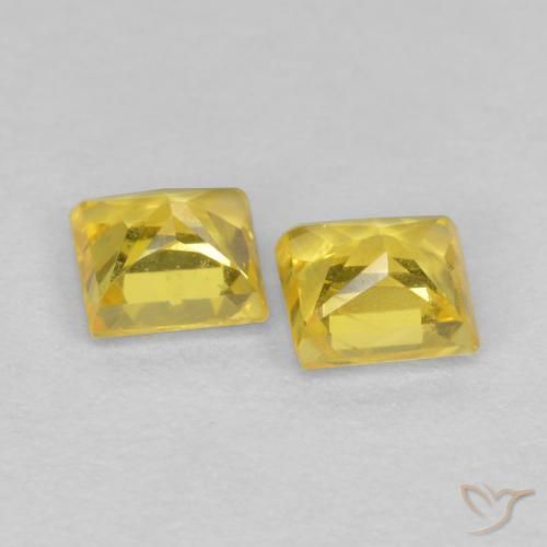 Gemas de Zafiro Amarillo natural de 0.48 ct, Cuadrado, VS