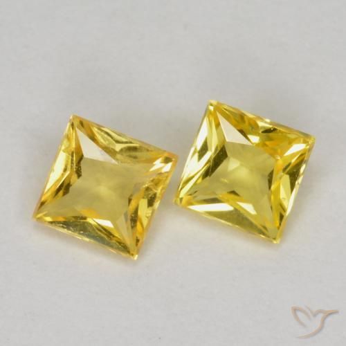 Gemas de Zafiro Amarillo natural de 0.46 ct, Cuadrado, VS