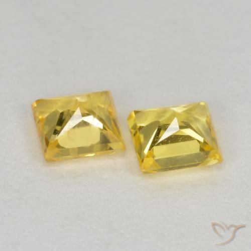 Gemas de Zafiro Amarillo natural de 0.46 ct, Cuadrado, VS