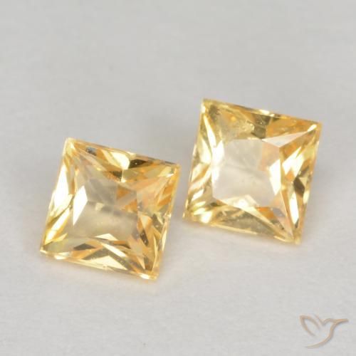 Gemas de Zafiro Dorado claro natural de 0.54 ct, Cuadrado, VS