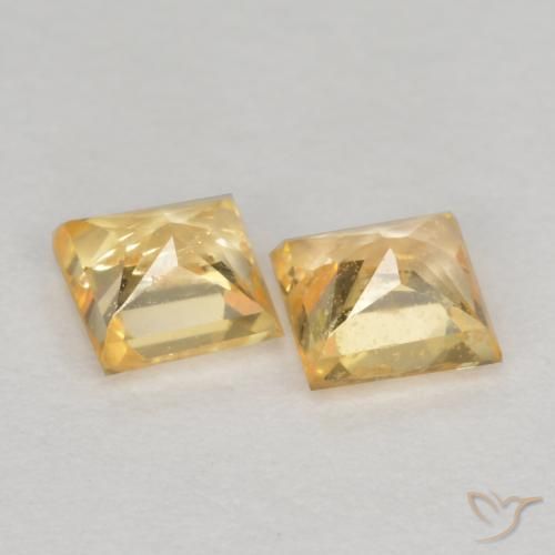 Gemas de Zafiro Dorado claro natural de 0.54 ct, Cuadrado, VS