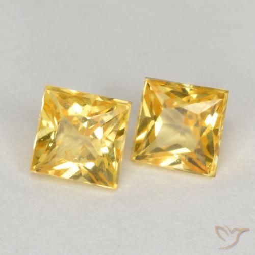 Gemas de Zafiro Dorado medio natural de 0.61 ct, Cuadrado, VS