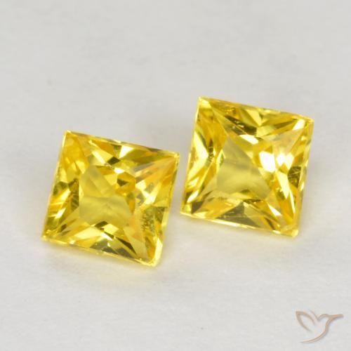 Gemas de Zafiro Amarillo natural de 0.54 ct, Cuadrado, VS