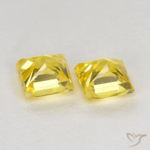 Gemas de Zafiro Amarillo natural de 0.54 ct, Cuadrado, VS