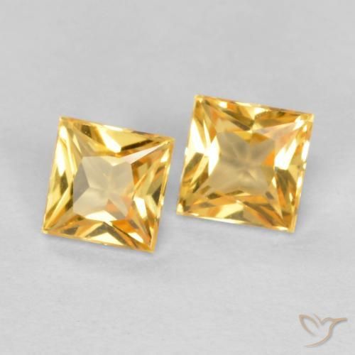 Gemas de Zafiro Dorado-naranja claro natural de 0.49 ct, Cuadrado, VS