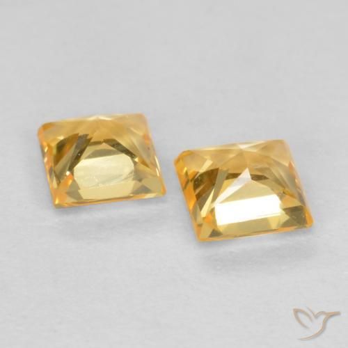 Gemas de Zafiro Dorado-naranja claro natural de 0.49 ct, Cuadrado, VS