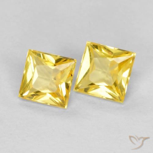 Gemas de Zafiro Amarillo toscana natural de 0.48 ct, Cuadrado, VS