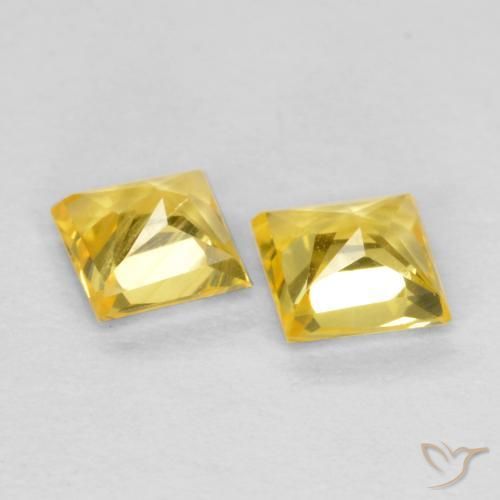 Gemas de Zafiro Amarillo toscana natural de 0.48 ct, Cuadrado, VS