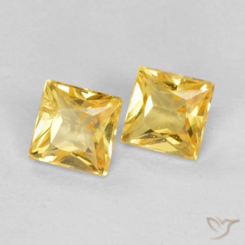 Gemas de Zafiro Dorado medio natural de 0.48 ct, Cuadrado, VS
