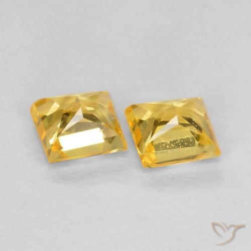 Gemas de Zafiro Dorado medio natural de 0.48 ct, Cuadrado, VS
