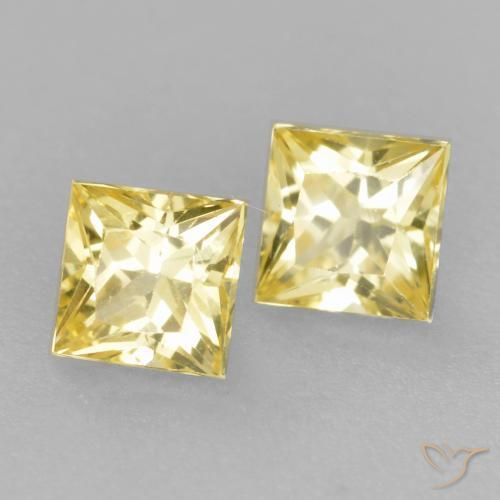 Gemas de Zafiro Amarillo toscana natural de 0.47 ct, Cuadrado, VS