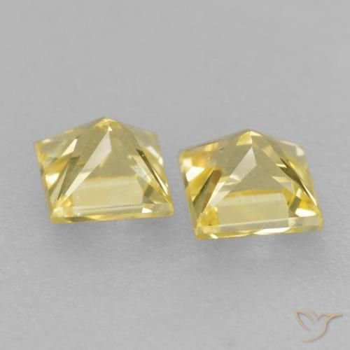 Gemas de Zafiro Amarillo toscana natural de 0.47 ct, Cuadrado, VS