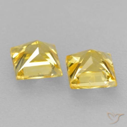 Gemas de Zafiro Amarillo medio natural de 0.49 ct, Cuadrado, VVS-VS