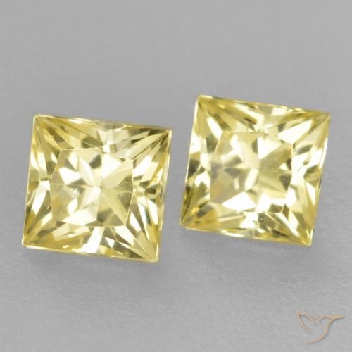 Gemas de Zafiro Amarillo claro medio natural de 0.54 ct, Cuadrado, VVS-VS