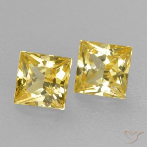 Gemas de Zafiro Amarillo medio natural de 0.41 ct, Cuadrado, VVS-VS