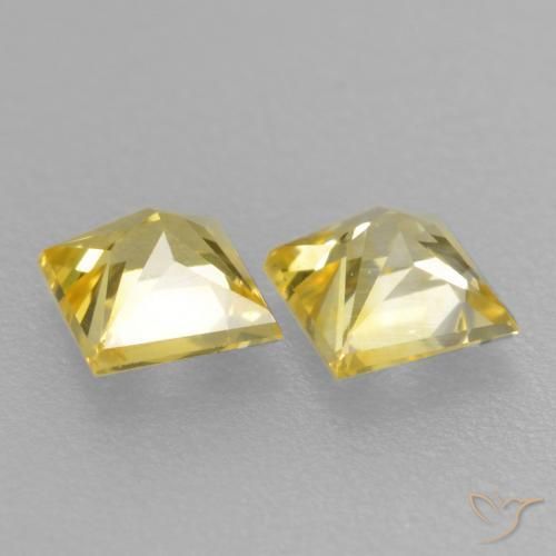 Gemas de Zafiro Amarillo medio natural de 0.41 ct, Cuadrado, VVS-VS