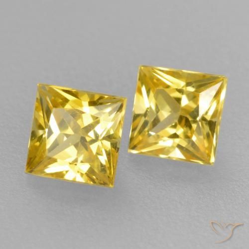 Gemas de Zafiro Amarillo medio natural de 0.47 ct, Cuadrado, VVS-VS