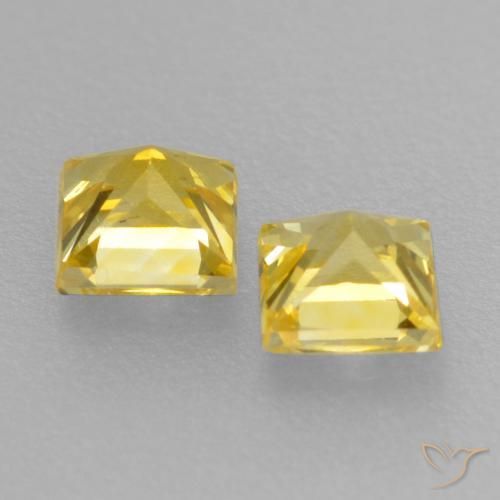 Gemas de Zafiro Amarillo medio natural de 0.47 ct, Cuadrado, VVS-VS