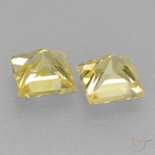 Gemas de Zafiro Amarillo claro medio natural de 0.50 ct, Cuadrado, VS