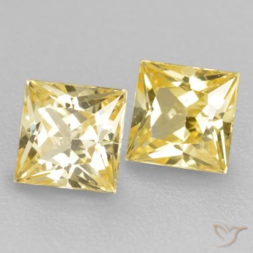 Gemas de Zafiro Amarillo toscana natural de 0.59 ct, Cuadrado, VVS-VS