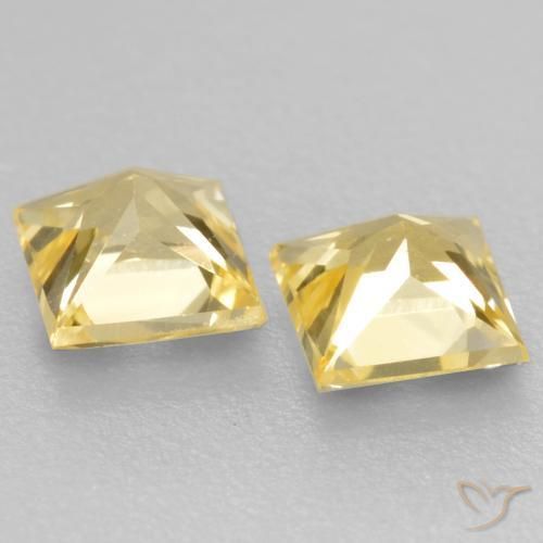 Gemas de Zafiro Amarillo toscana natural de 0.59 ct, Cuadrado, VVS-VS