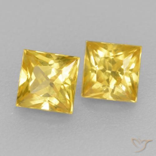 Gemas de Zafiro Amarillo toscana natural de 0.45 ct, Cuadrado, VS