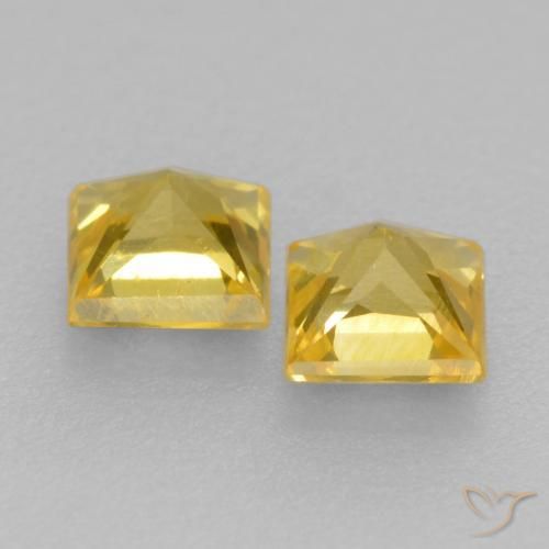 Gemas de Zafiro Amarillo toscana natural de 0.45 ct, Cuadrado, VS
