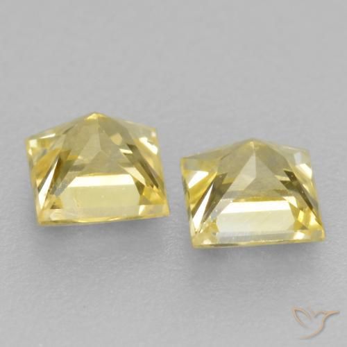 Gemas de Zafiro Amarillo claro medio natural de 0.54 ct, Cuadrado, VS