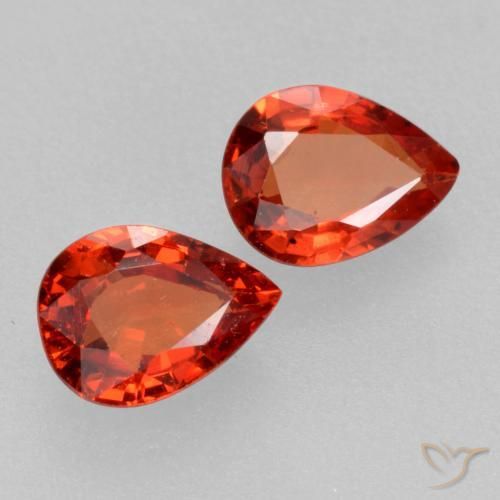 Gemas de Zafiro Rojo fuego natural de 0.75 ct, En forma de pera, VS