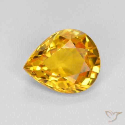 0.72ct Natural Naranja dorado Zafiro, En forma de pera, VVS-VS