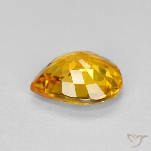 Zafiro Naranja dorado natural de 0.72 ct, En forma de pera, VVS-VS