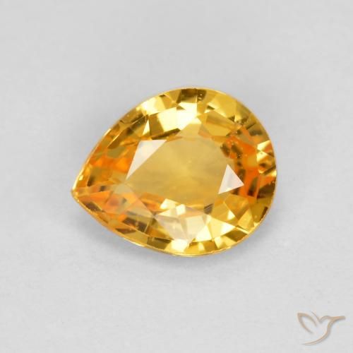 0.60ct Natural Dorado naranja intenso Zafiro, En forma de pera, VVS-VS