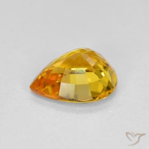 Zafiro Dorado claro natural de 0.70 ct, En forma de pera, VVS-VS