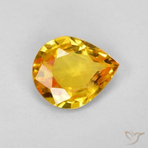 Zafiro Naranja dorado natural de 0.55 ct, En forma de pera, VVS-VS