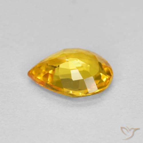 Zafiro Naranja dorado natural de 0.55 ct, En forma de pera, VVS-VS
