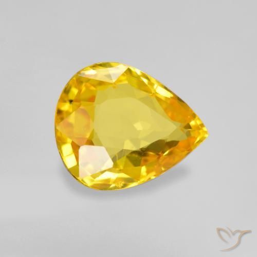 Zafiro Dorado medio natural de 0.64 ct, En forma de pera, VS