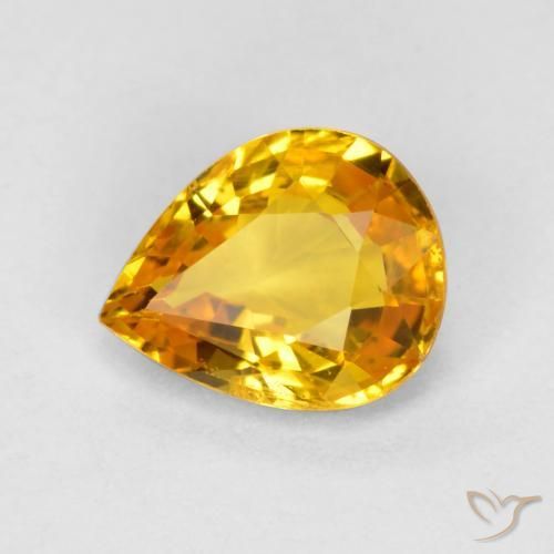 Zafiro Dorado claro natural de 0.64 ct, En forma de pera, VS