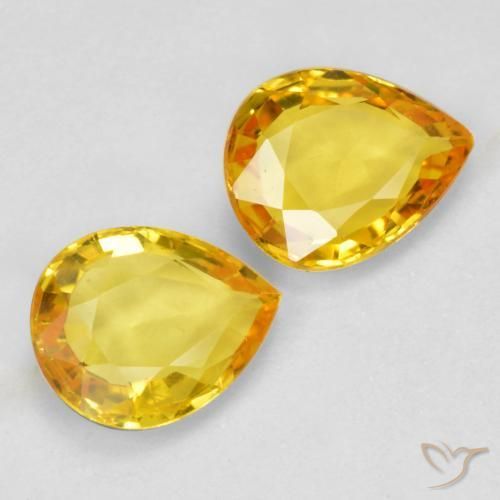 Gemas de Zafiro Dorado natural de 1.24 ct, En forma de pera, VVS-VS