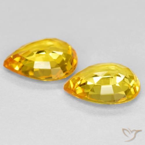 Gemas de Zafiro Dorado natural de 1.24 ct, En forma de pera, VVS-VS