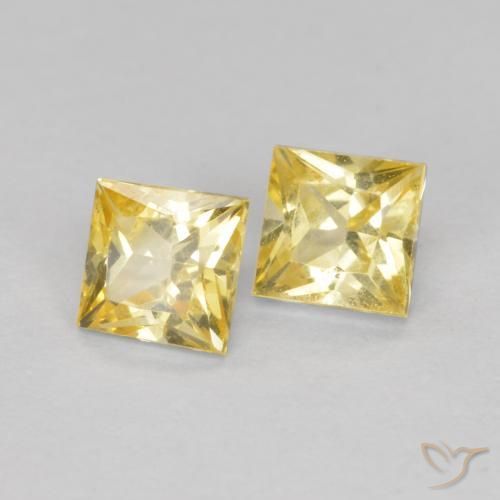 Gemas de Zafiro Amarillo toscana natural de 0.49 ct, Cuadrado, VS