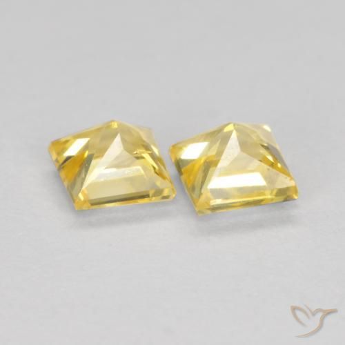 Gemas de Zafiro Amarillo toscana natural de 0.49 ct, Cuadrado, VS