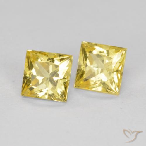 Gemas de Zafiro Amarillo medio natural de 0.76 ct, Cuadrado, VS