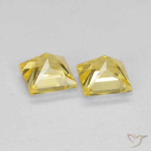 Gemas de Zafiro Amarillo medio natural de 0.76 ct, Cuadrado, VS