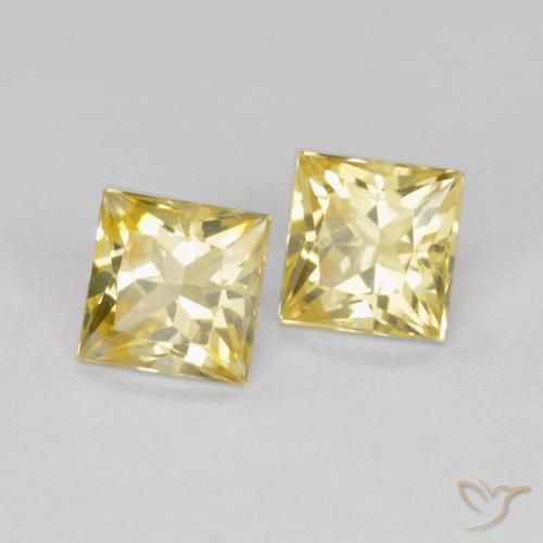 Gemas de Zafiro Amarillo toscana natural de 0.73 ct, Cuadrado, VS