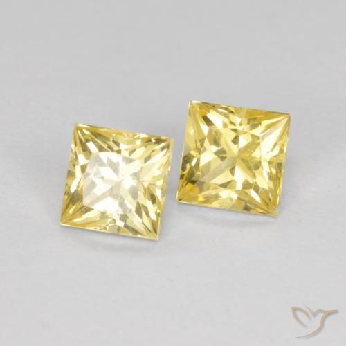 Gemas de Zafiro Amarillo toscana natural de 0.87 ct, Cuadrado, VS