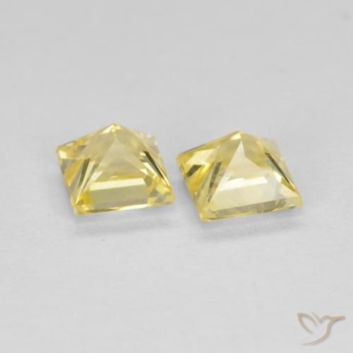 Gemas de Zafiro Amarillo toscana natural de 0.87 ct, Cuadrado, VS