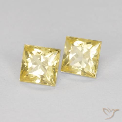 Gemas de Zafiro Amarillo toscana natural de 0.63 ct, Cuadrado, VS