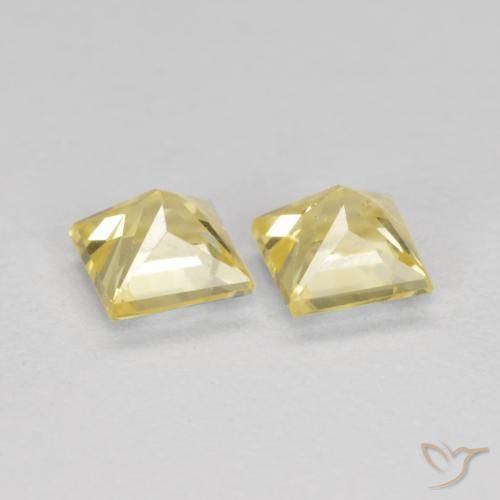 Gemas de Zafiro Amarillo toscana natural de 0.63 ct, Cuadrado, VS